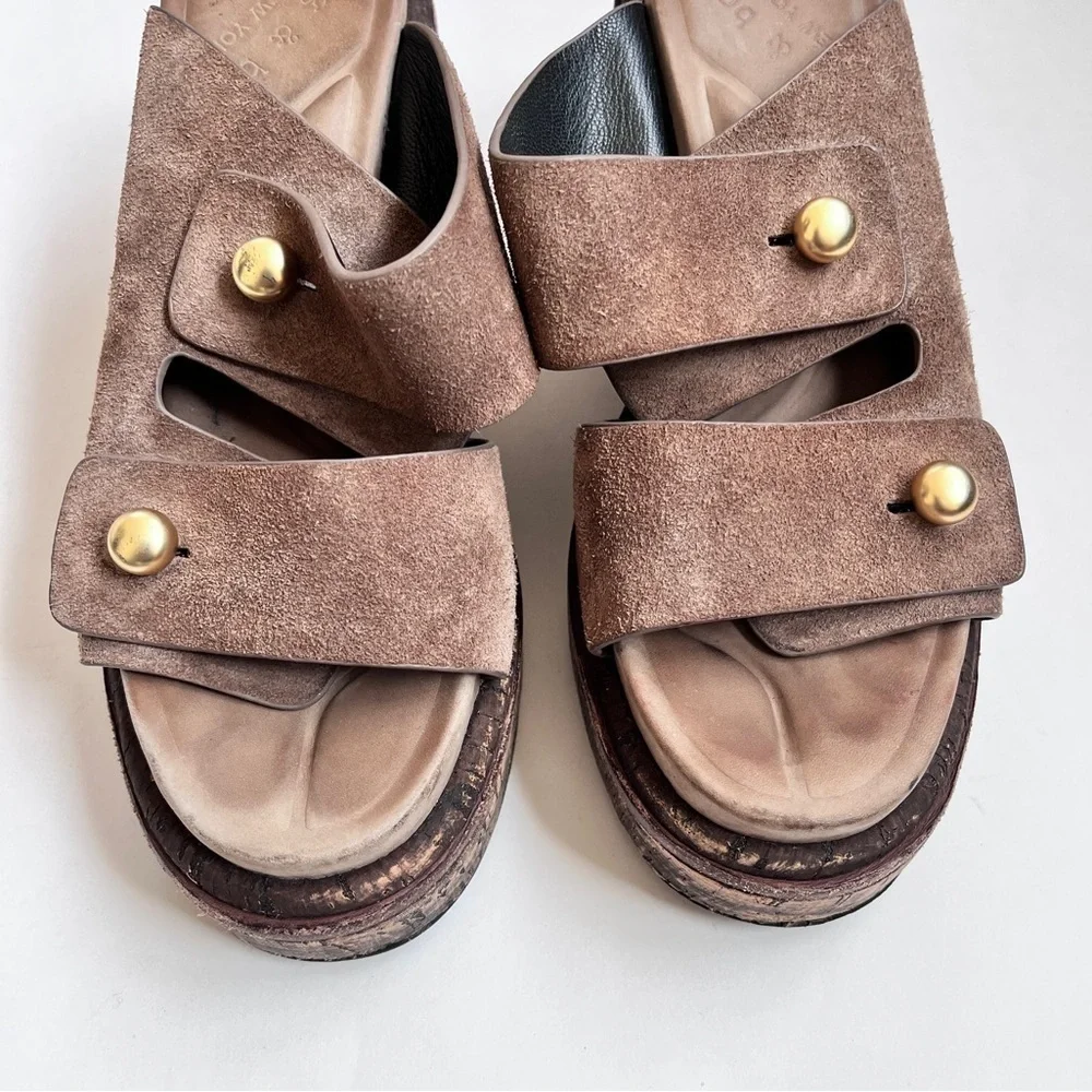 Rag & Bone Boho Sommer Brown Suede Wedge Sandals Size 6.5